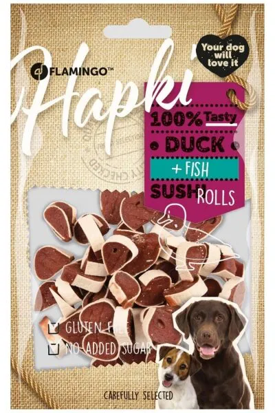 Flamingo Hapki Glutensiz Şeker Ördek Etli ve Balıklı Rulo 85 gr Köpek Maması