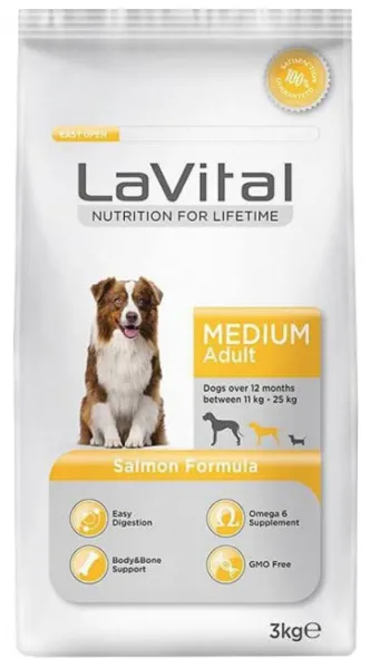 LaVital Medium Adult Somonlu 3 kg Köpek Maması