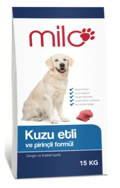 Milo Kuzu Etli ve Pirinçli Adult 15 kg Köpek Maması