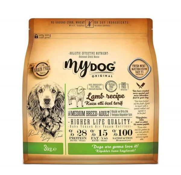 Mydog Tahılsız Orta Irk Kuzu Etli 3 kg Köpek Maması