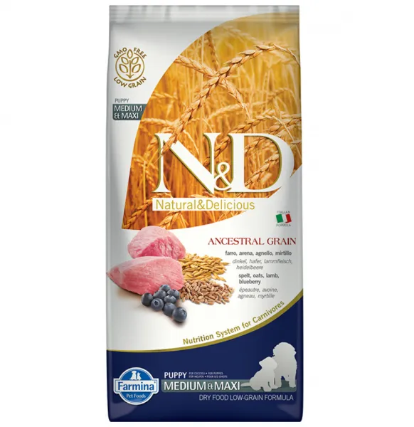N&D Düşük Tahıllı Medium Maxi Puppy Kuzu Eti ve Yaban Mersini 2.5 kg Köpek Maması