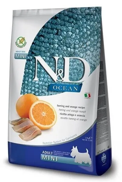 N&D Ocean Tahılsız Ringa Balıklı ve Portakallı Küçük Irk 2.5 kg Köpek Maması