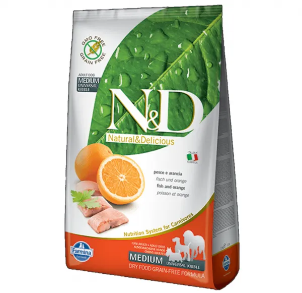 N&D Tahılsız Medium Balıklı ve Portakallı 12 kg Köpek Maması