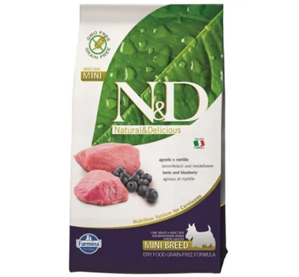 N&D Tahılsız Mini Kuzu Eti ve Yaban Mersini 2.5 kg Köpek Maması