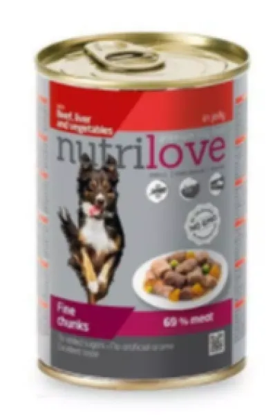 Nutrilove Tahılsız Sığır Etli Ciğerli 415 gr Köpek Maması