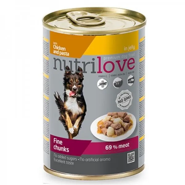 Nutrilove Tavuk ve Makarna Parça Etli 415 gr Köpek Maması