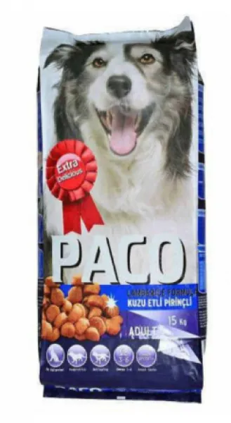 Paco Kuzu Etli ve Pirinçli Yetişkin 15 kg Köpek Maması