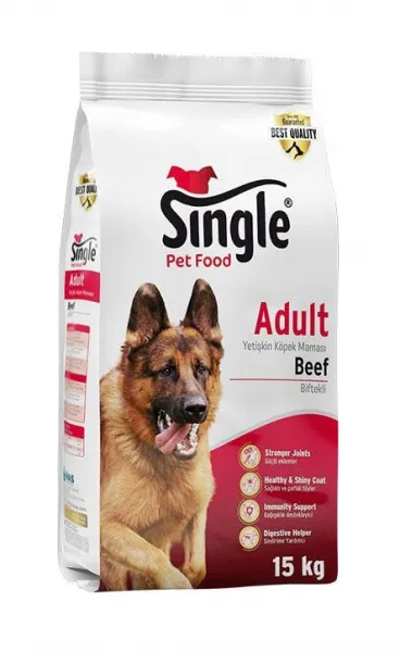 Single Sığır Etli Yetişkikn 15 kg Köpek Maması