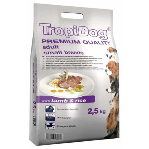 Tropidog Premium Adult Small Breed Kuzulu ve Pirinçli 2.5 kg Köpek Maması