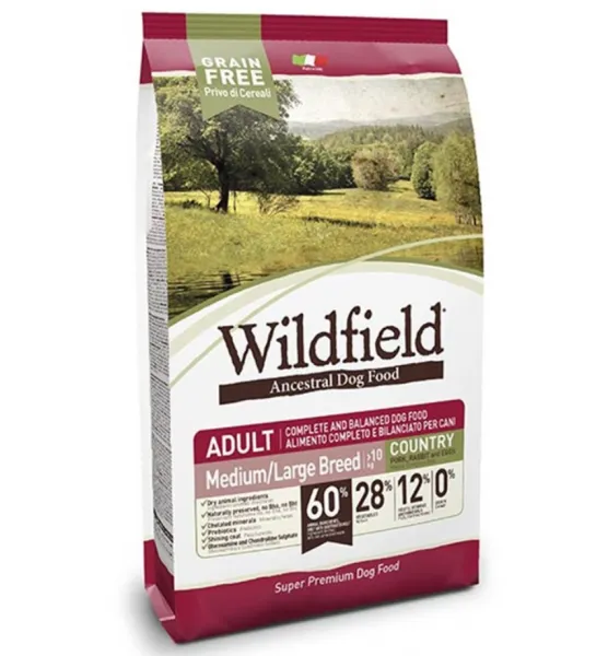 Wildfield Adult Medium Maxi Domuz ve Tavşan Etli Tahılsız 12 kg Köpek Maması