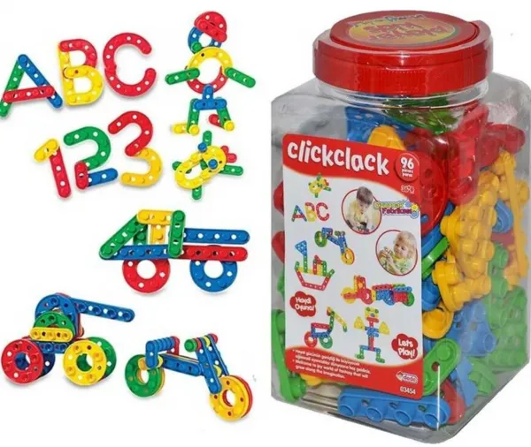 Dede 3454 Click Clack Box 96 Parça Lego ve Yapı Oyuncakları