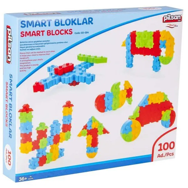Pilsan Smart Bloklar Kutulu 100 Parça Lego ve Yapı Oyuncakları
