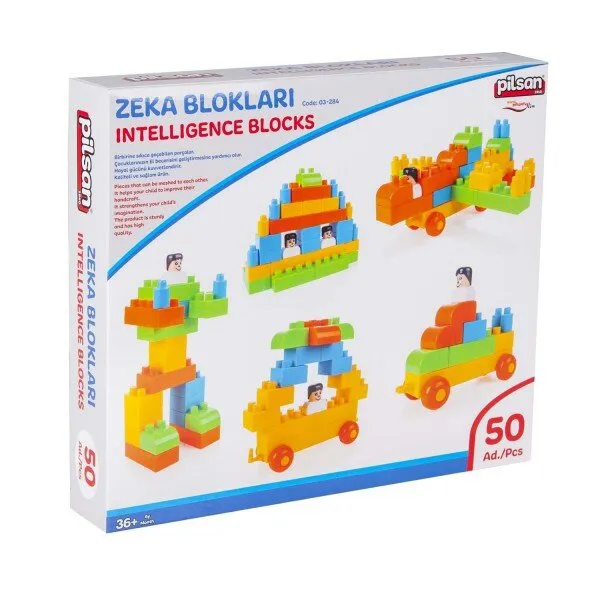 Pilsan Zeka Blokları Kutulu 50 Parça Lego ve Yapı Oyuncakları