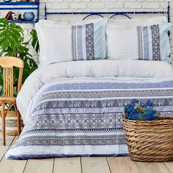Karaca Home Nileso 200x220 cm Mavi (200.17.01.0416) Nevresim Takımı
