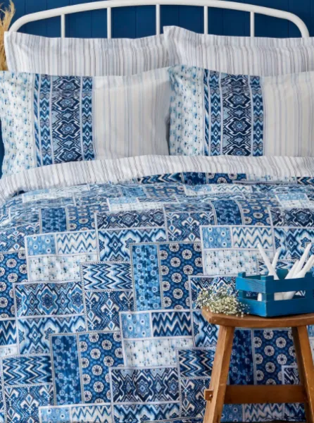 Karaca Home Pietra 200x220 cm Mavi (200.18.01.0285) Nevresim Takımı