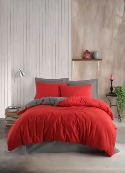 Soley Harmony Trendy 160x220 cm Kırmızı / Gri Nevresim Takımı