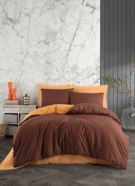 Soley Harmony Trendy 200x220 cm Hardal / Kahve Nevresim Takımı