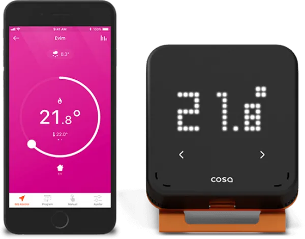Cosa Kombi V4 P4TR-21 Pilli ve Adaptörlü Oda Termostatı