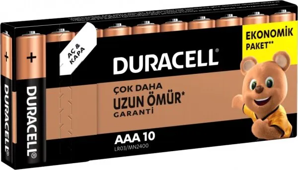 Duracell Basic AAA 10'lu (LR03/MN2400/10PK) İnce Kalem Pil