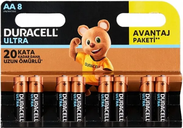 Duracell Ultra AA 8'li (LR6/MX1500/8PK) Kalem Pil