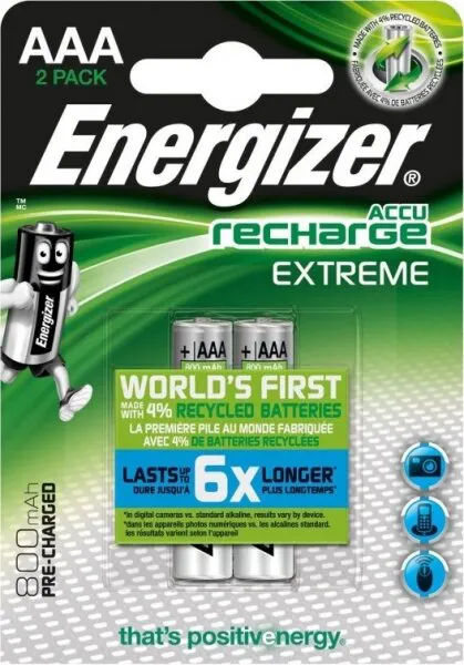 Energizer Recharge Extreme AAA 800 mAh 2'li İnce Kalem Pil