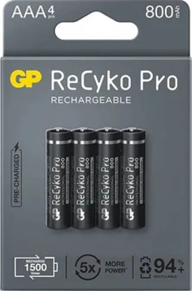 GP ReCyko Pro AAA 800 mAh 4'lü İnce Kalem Pil