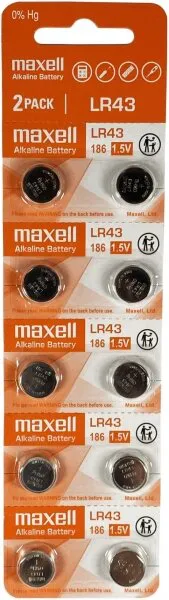 Maxell LR43 LR1142 186 10'lu (11716900) Düğme Pil
