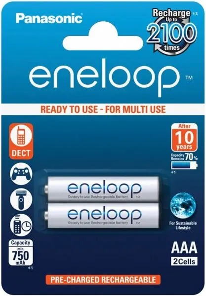 Panasonic Eneloop AAA 750 mAh 2'li (4MCCE/2BE) İnce Kalem Pil