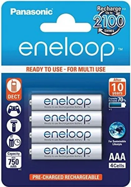 Panasonic Eneloop AAA 750 mAh 4'lü (4MCCE/4BE) İnce Kalem Pil