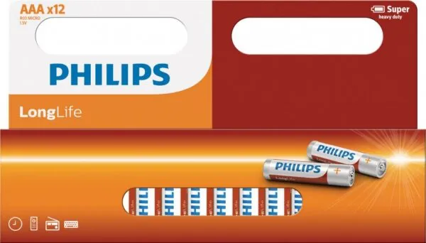 Philips LongLife AAA 12'li (R03L12W/10) İnce Kalem Pil