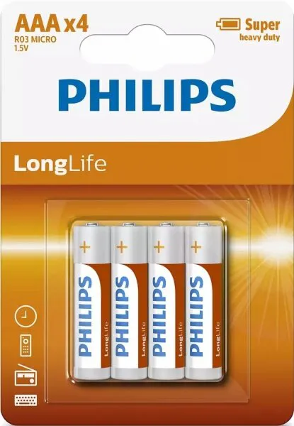 Philips LongLife AAA 4'lü (R03L4B/10) İnce Kalem Pil