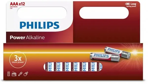 Philips Power Alkaline AAA 12'li (LR03P12B/97) İnce Kalem Pil