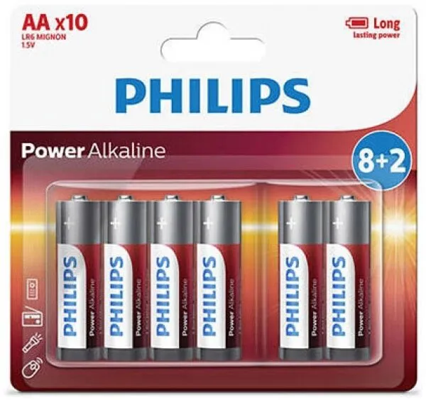 Philips Power Alkaline AA 10'lu (LR6P10BP/97) Kalem Pil