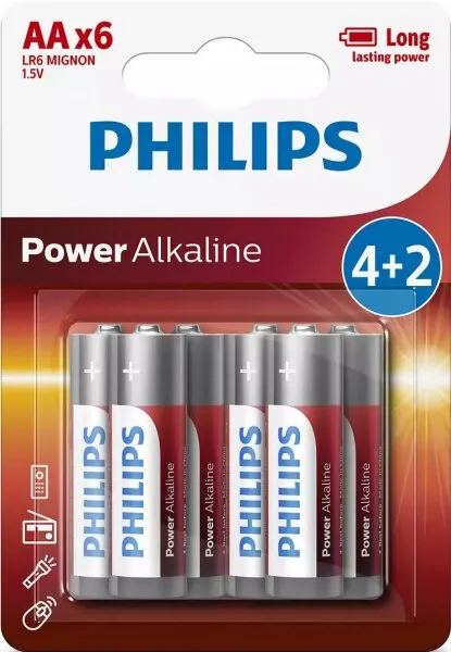 Philips Power Alkaline AA 6'lı (LR6P6BP/10) Kalem Pil