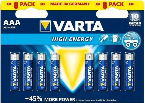 Varta High Energy AAA 8'li İnce Kalem Pil