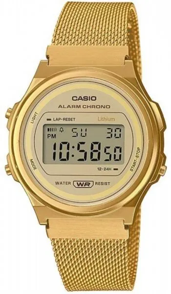 Casio A171WEMG-9ADF Çelik Hasır / Altın Kol Saati