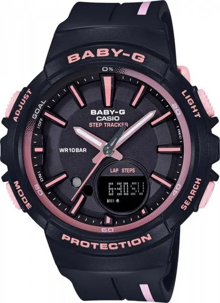 Casio Baby-G BGS-100RT-1ADR Silikon / Siyah / Pembe Kol Saati