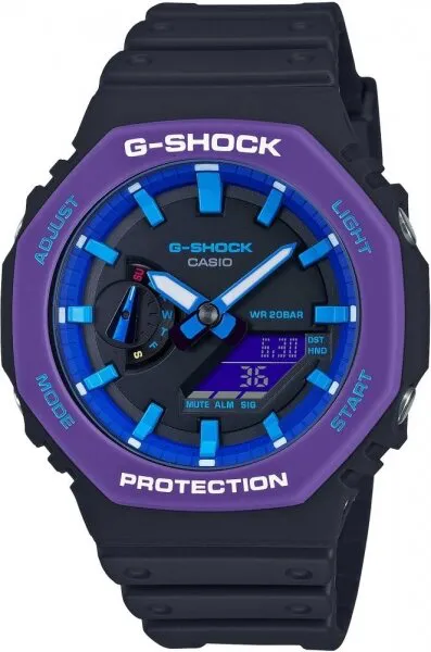 Casio G-Shock GA-2100THS-1ADR Silikon / Siyah / Mor Kol Saati