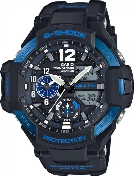 Casio G-Shock Gravitymaster GA-1100-2BDR Silikon / Siyah / Mavi Kol Saati