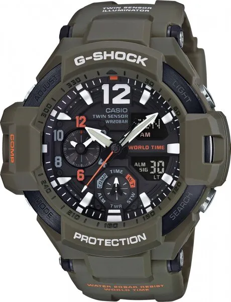 Casio G-Shock Gravitymaster GA-1100KH-3ADR Silikon / Siyah / Koyu Yeşil Kol Saati