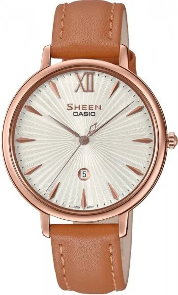 Casio Sheen SHE-4534PGL-7AUDF Deri / Beyaz Kol Saati