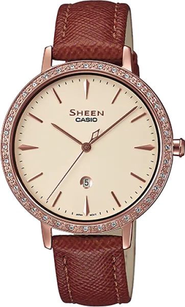 Casio Sheen SHE-4535YGL-9A Deri / Krem Kol Saati