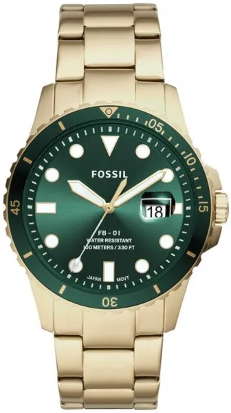Fossil FS5658 Çelik / Altın / Koyu Yeşil Kol Saati