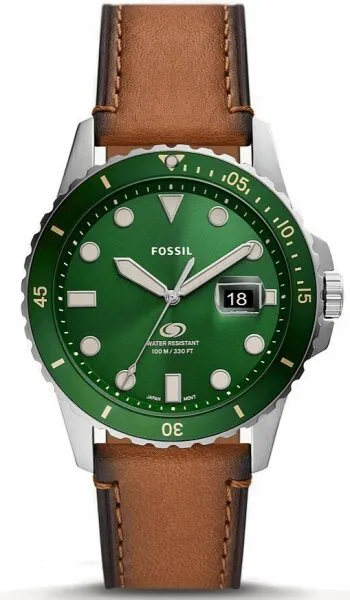 Fossil FS5946 Deri / Gri / Koyu Yeşil Kol Saati