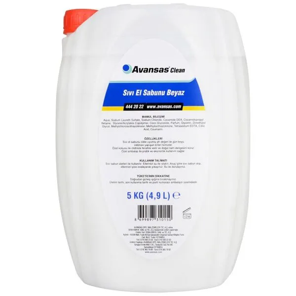 Avansas Clean Beyaz Sıvı Sabun 4.9 lt Sabun