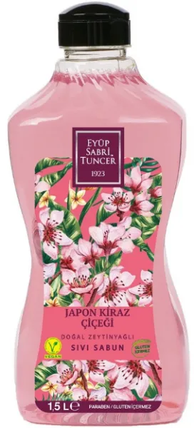 Eyüp Sabri Tuncer Japon Kiraz Çiçeği Doğal Zeytinyağlı Sıvı Sabun 1.5 lt Sabun