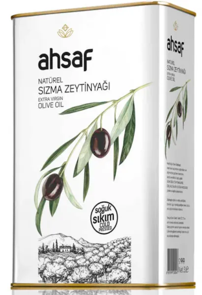 Ahsaf Soğuk Sıkım Natürel Sızma Zeytinyağı 3 lt Sıvı Yağ