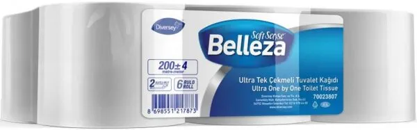 Belleza Ultra Tek Çekmeli Tuvalet Kağıdı 200m 6 Rulo Tuvalet Kağıdı