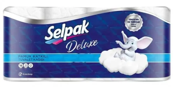 Selpak Deluxe Pamuk Katkılı Tuvalet Kağıdı 16 Rulo Tuvalet Kağıdı