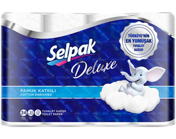 Selpak Deluxe Pamuk Katkılı Tuvalet Kağıdı 24 Rulo Tuvalet Kağıdı